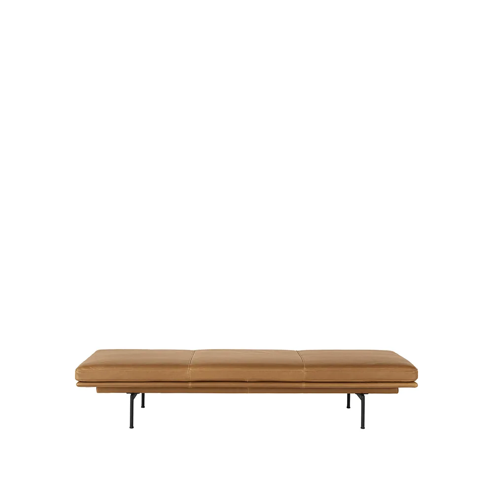 Outline daybed, Refine leather cognac-Black Muuto