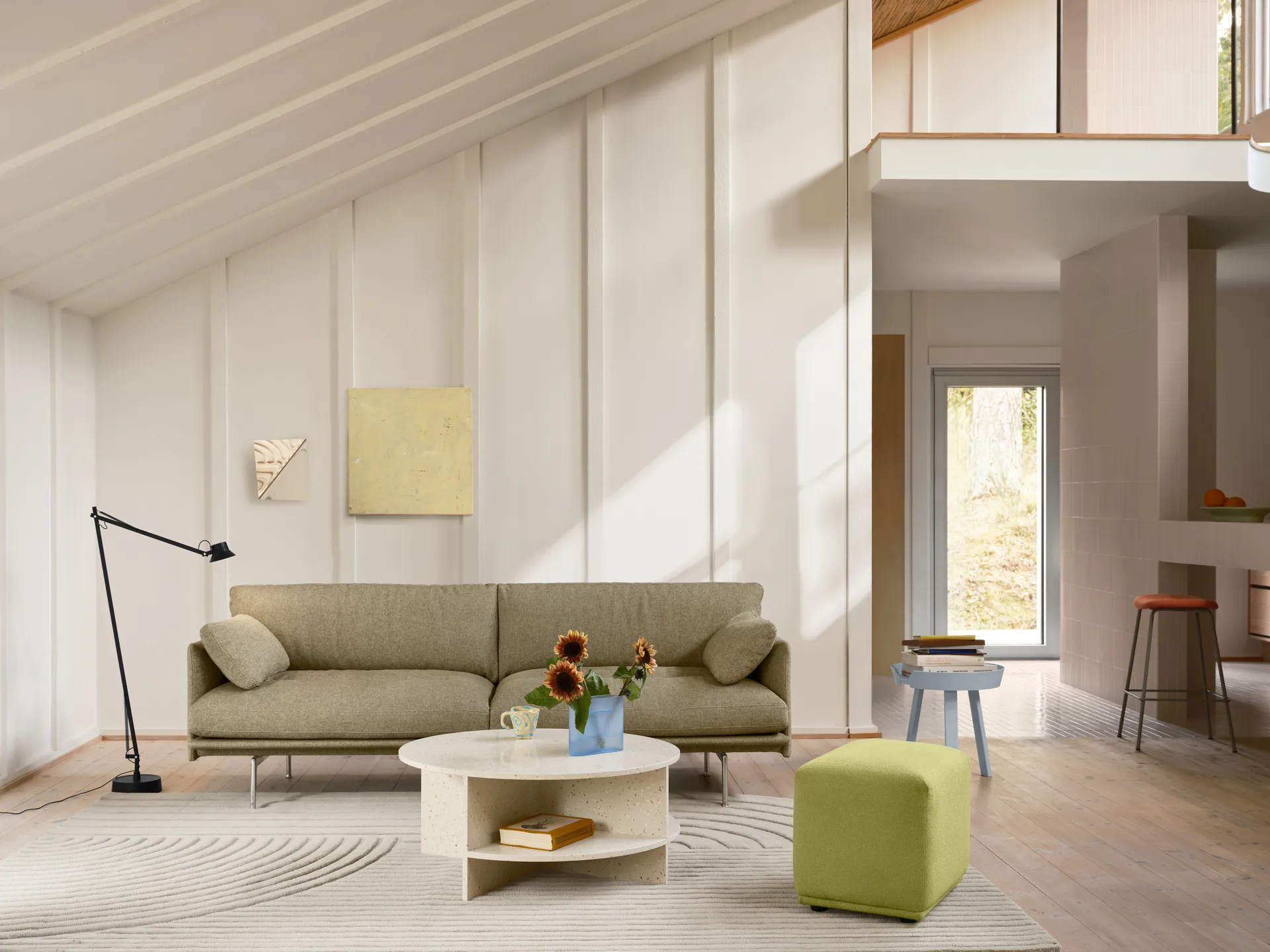 Outline Soft sofa, Clay 15-aluminium legs, 3 seater Muuto