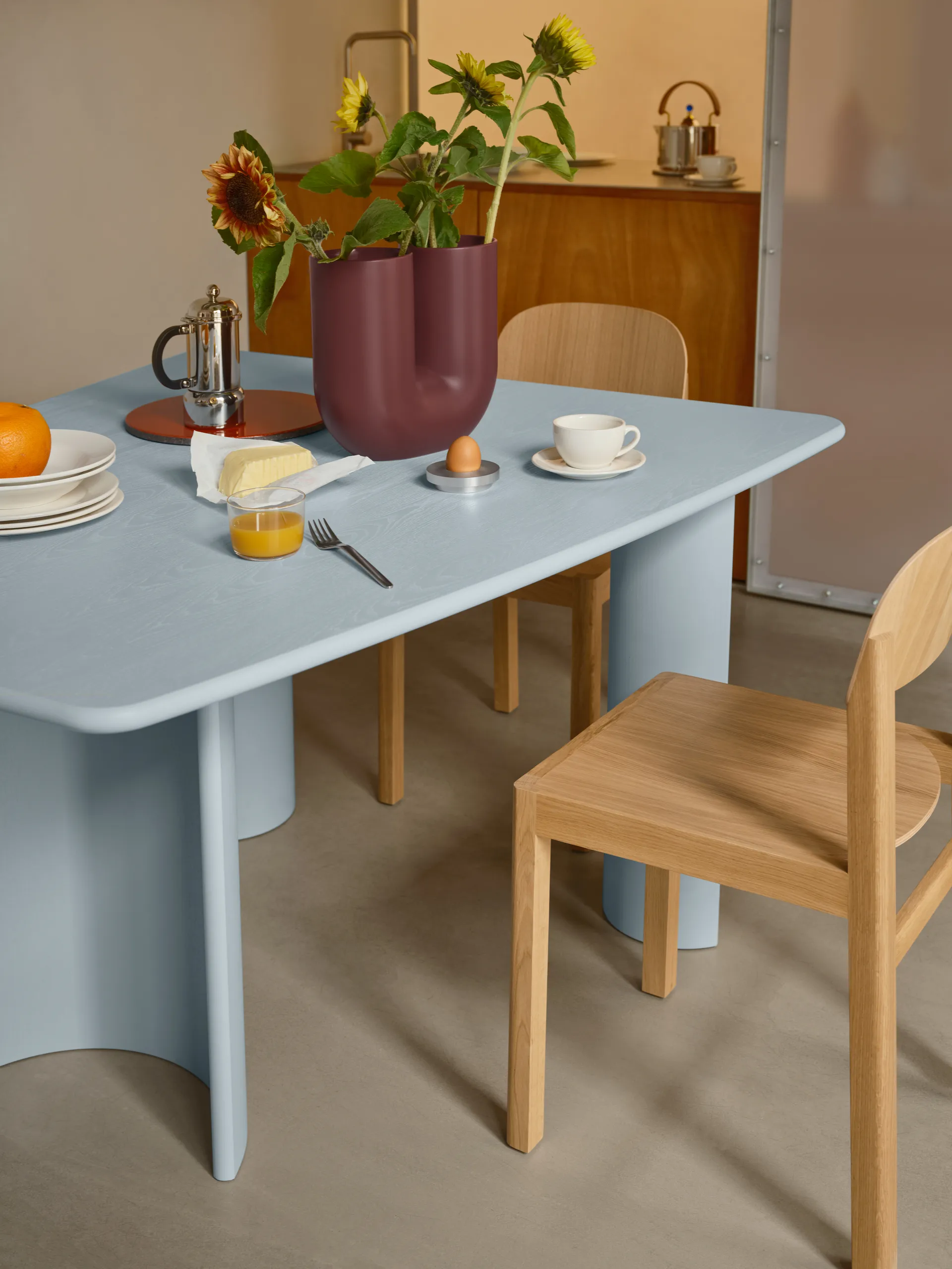 Re-norm dining table, Light blue, 130x120 cm Muuto