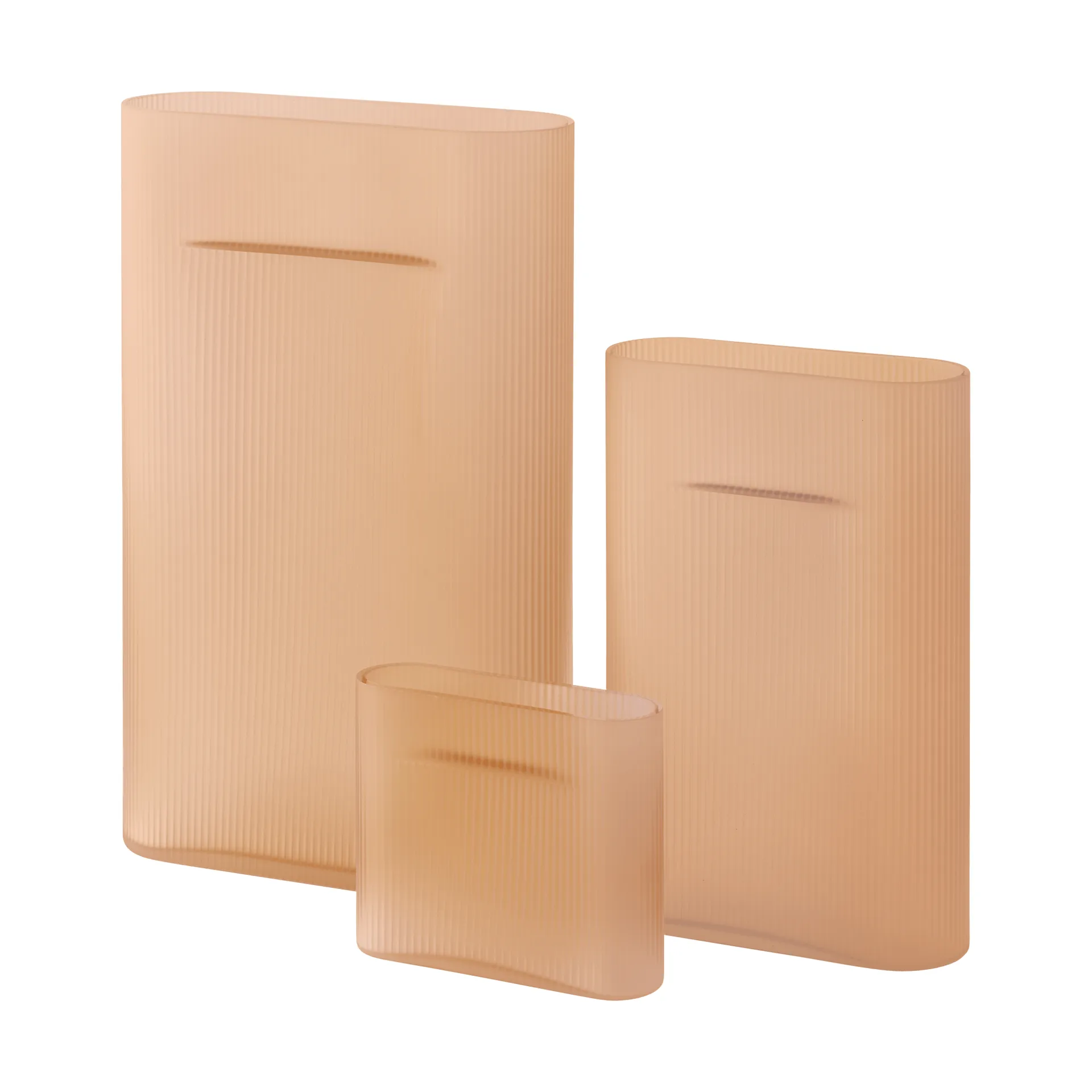 Ridge vase frosted glass 35 cm, Light orange Muuto