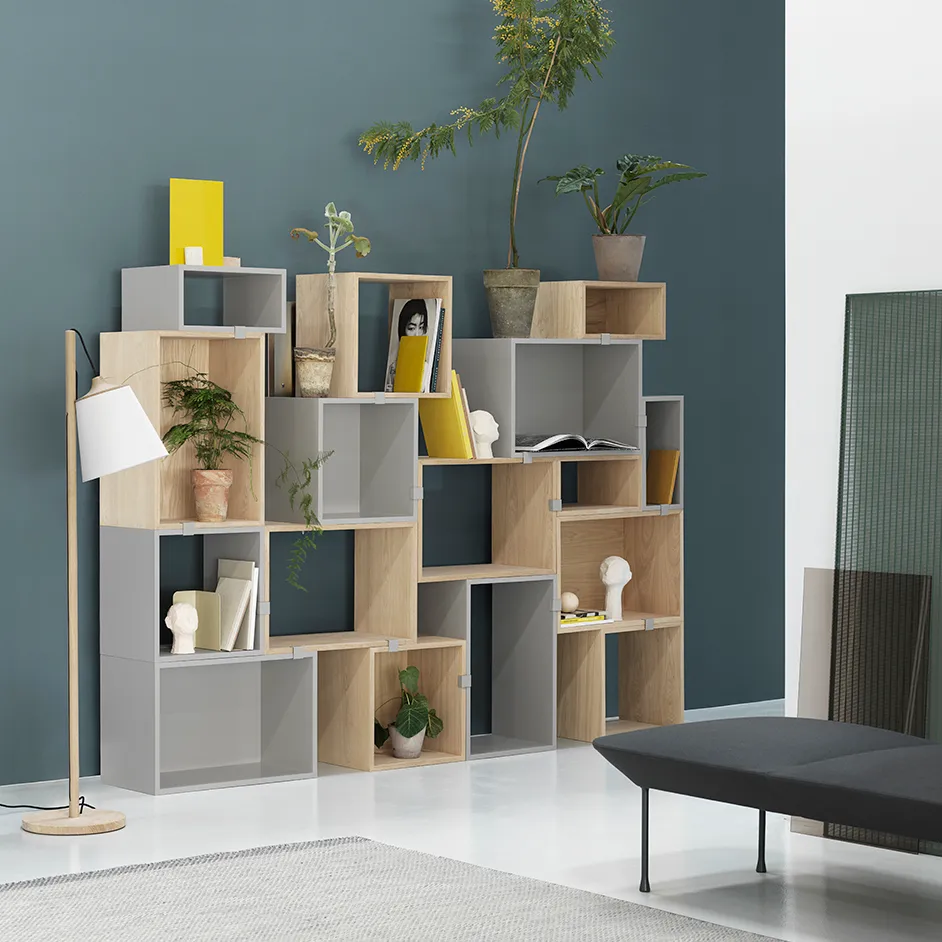 Stacked 2.0 shelving open, medium, light grey Muuto