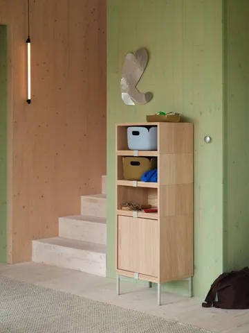 Stacked 2.0 shelving with back plate, large - oak - Muuto