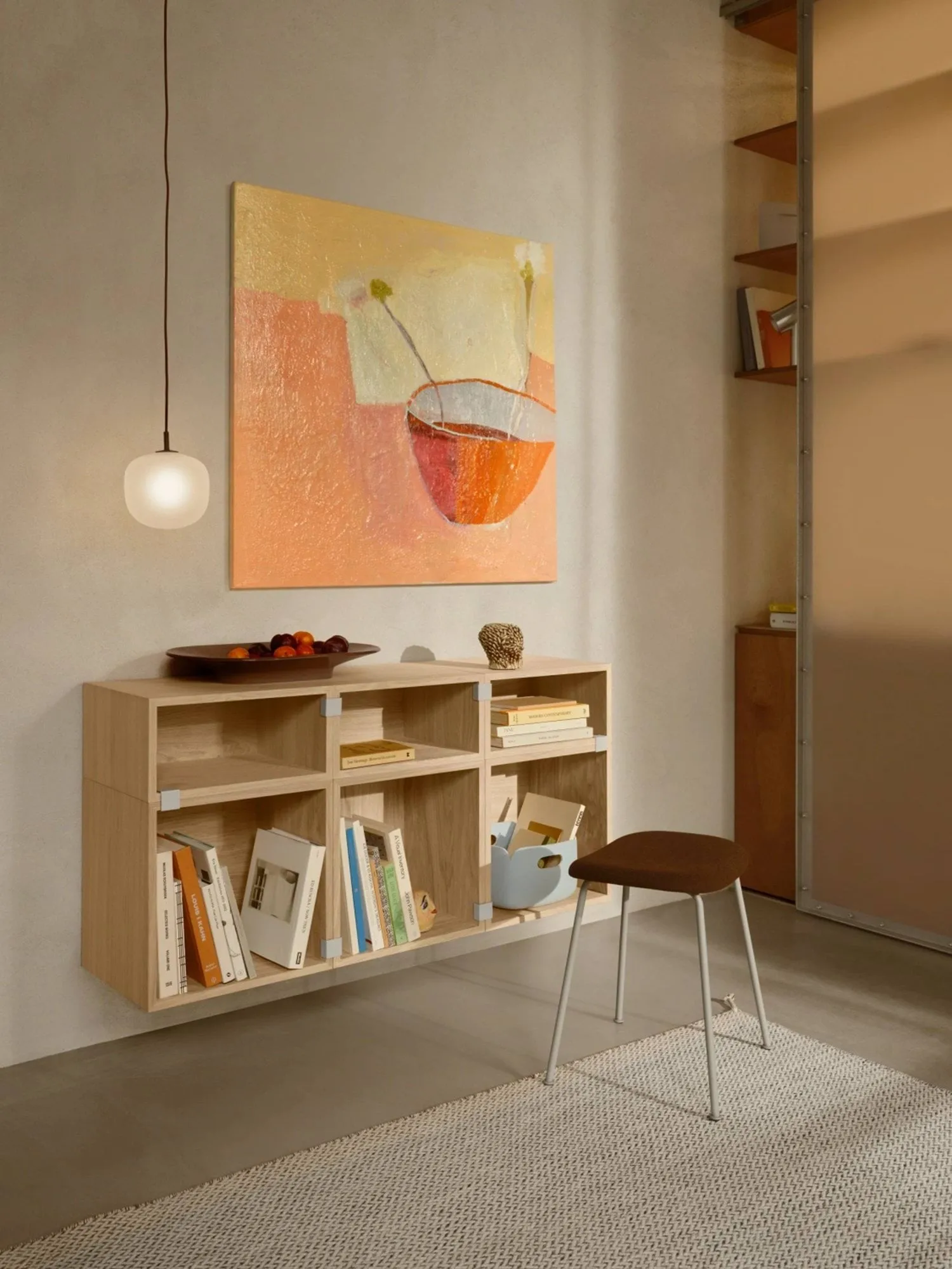 Stacked 2.0 shelving with back plate, large, oak Muuto
