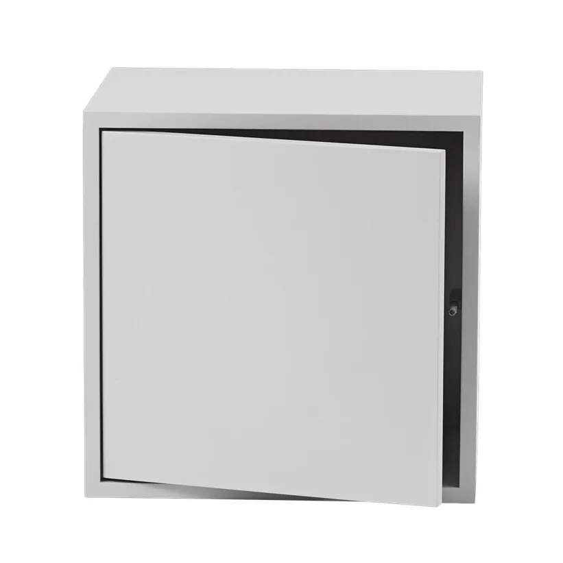 Stacked 2.0 shelving with door, medium, light grey Muuto
