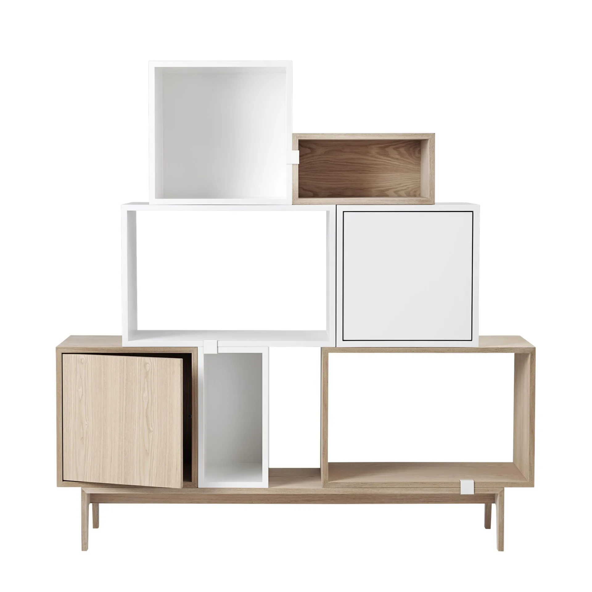Stacked 2.0 shelving with door, medium, white Muuto