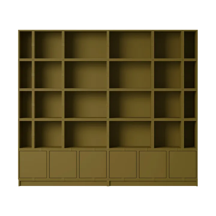 Stacked storage system Bookcase Configuration 1 - Brown Green - Muuto