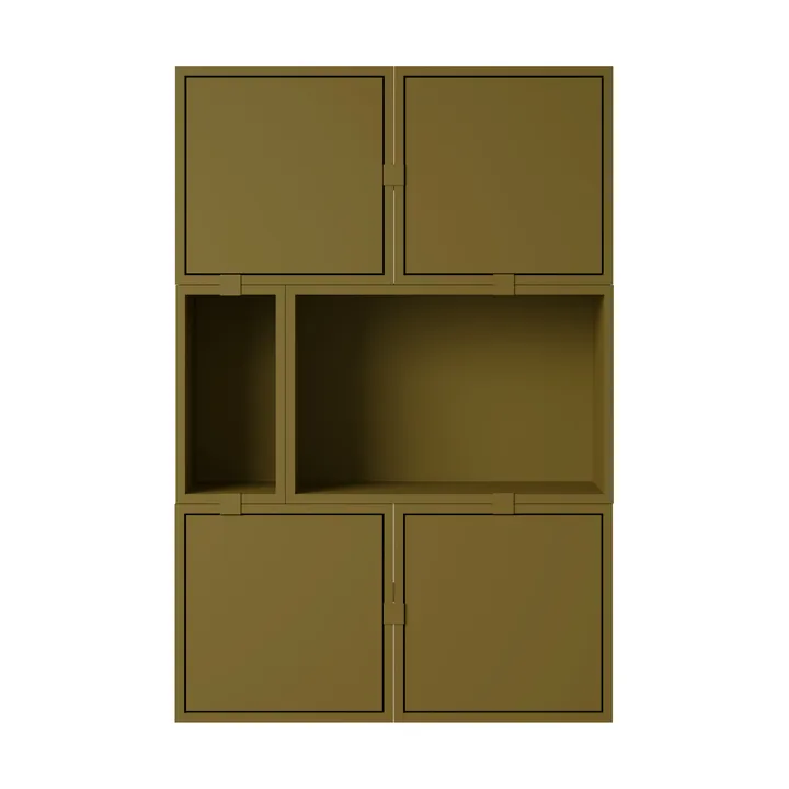 Stacked storage system sideboard configuration 4 - Brown green - Muuto