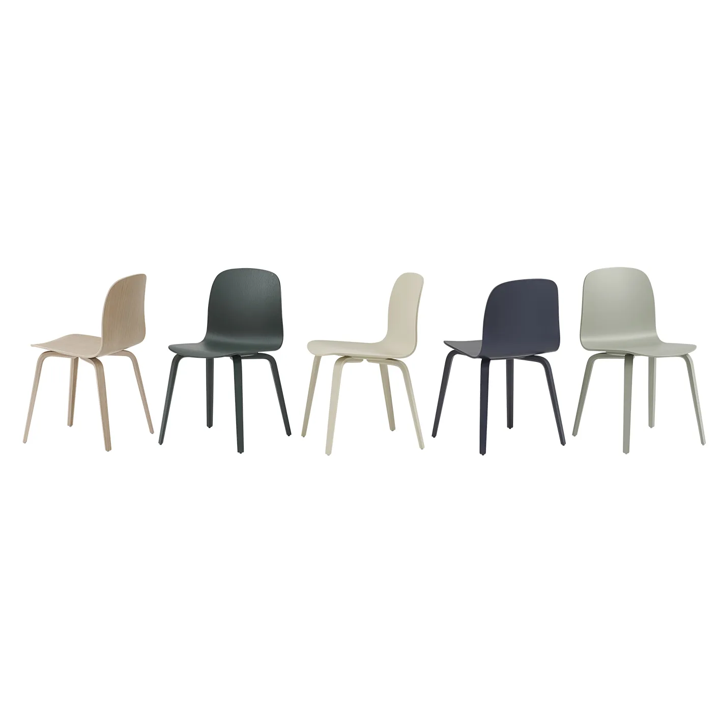 Visu chair wooden base, dark green Muuto