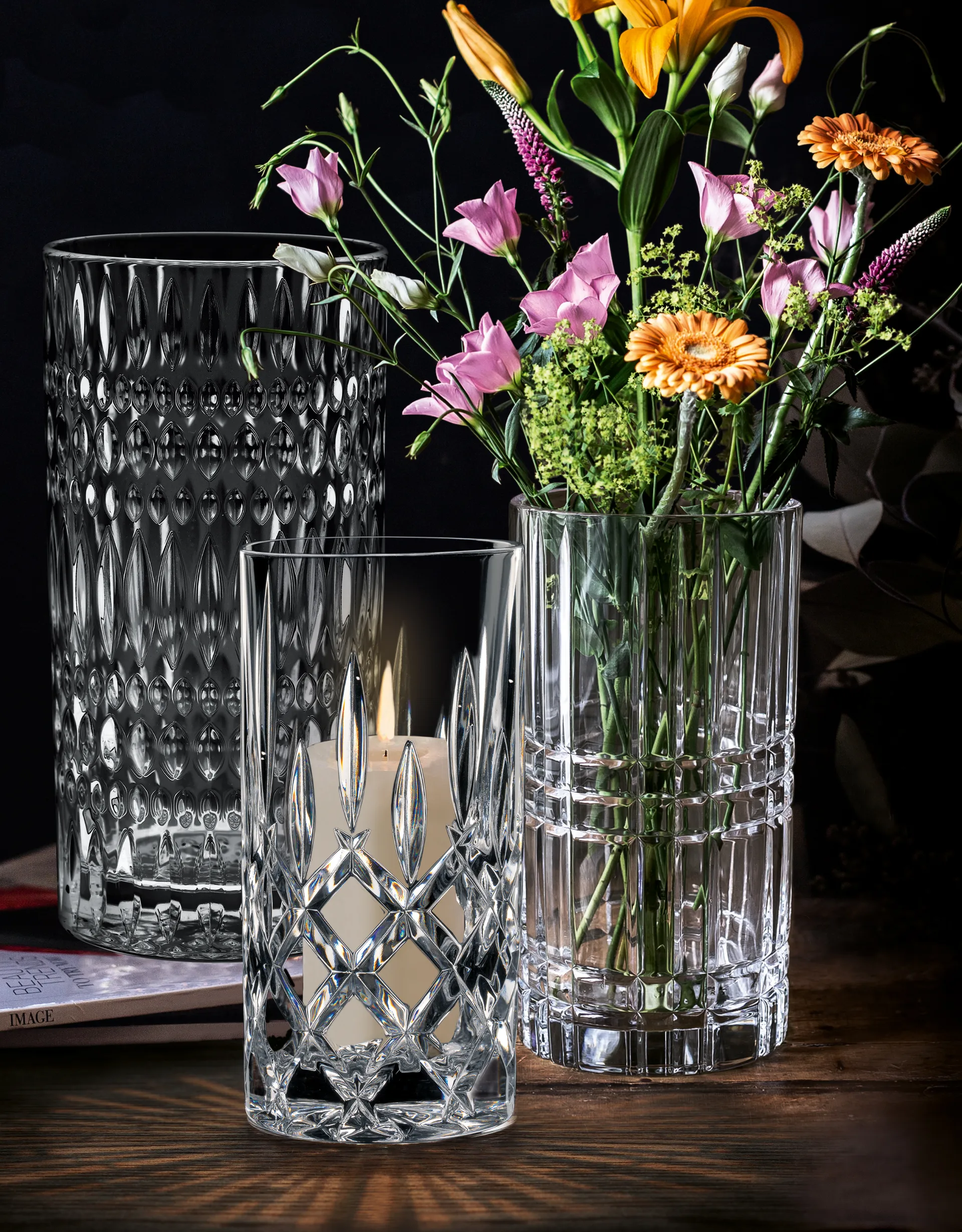 Square vase, Crystal glass, 23 cm Nachtmann