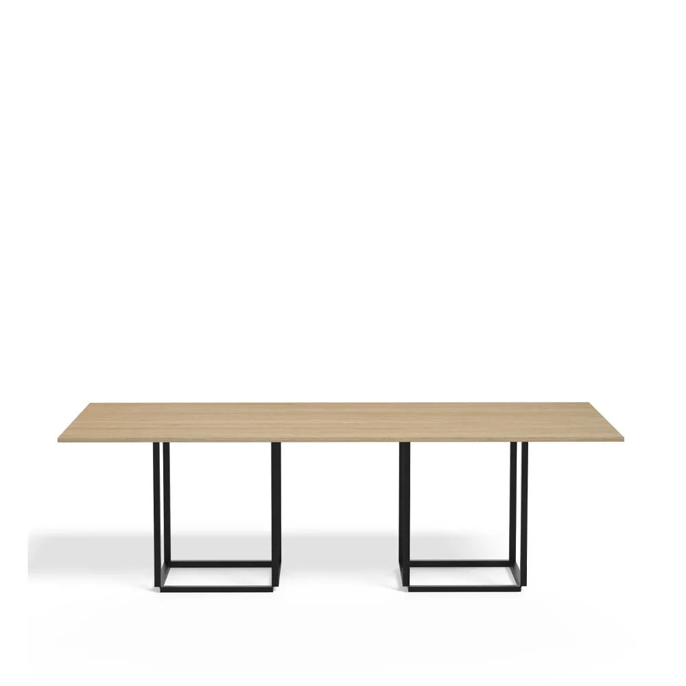Florence rectangular dining table, Natural oak. black stand New Works