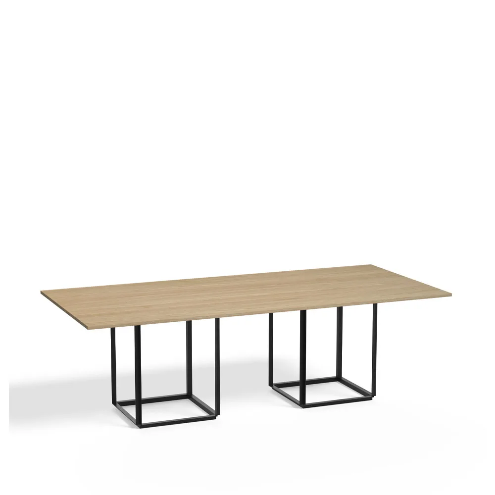 Florence rectangular dining table, Natural oak. black stand New Works