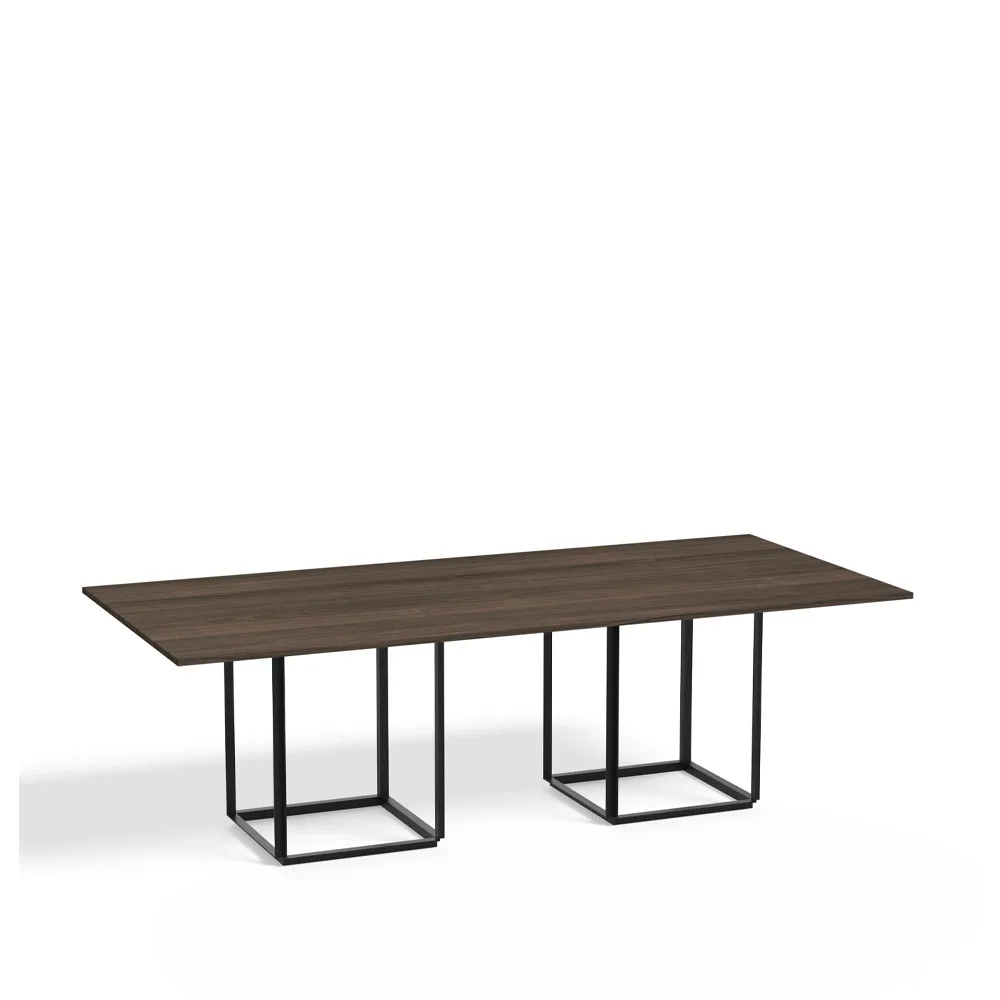Florence rectangular dining table, Walnut. black stand New Works