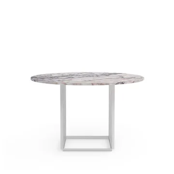 Florence round dining table - White viola marble. ø120 cm. white stand - New Works
