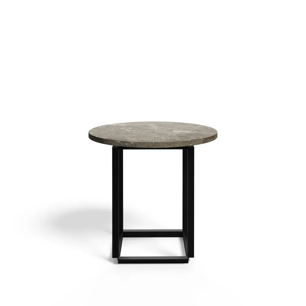 Florence side table, Gris du marais marble. ø50 cm. black stand New Works