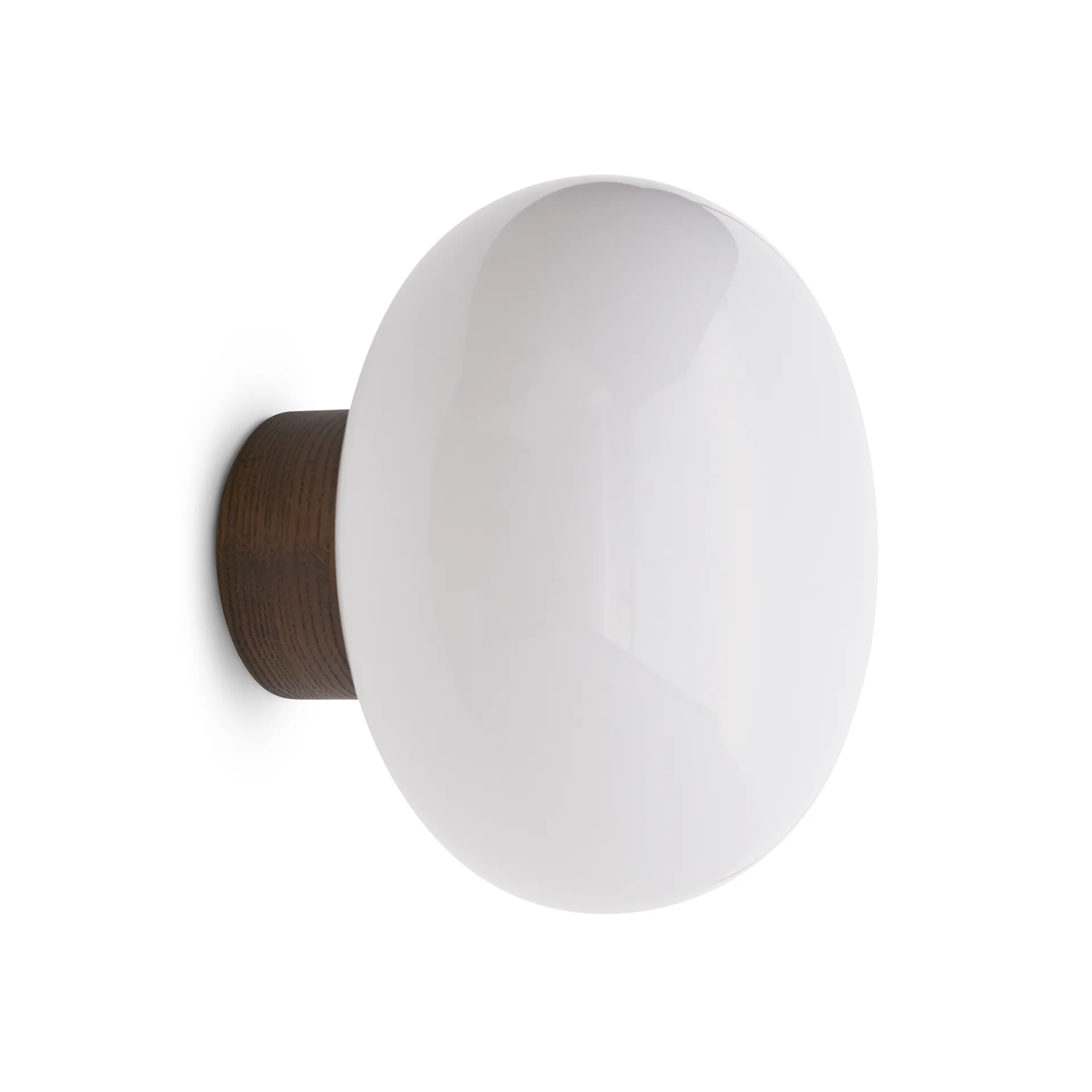 Karl-Johan wall lamp, Smoked oak-white opal glass New Works