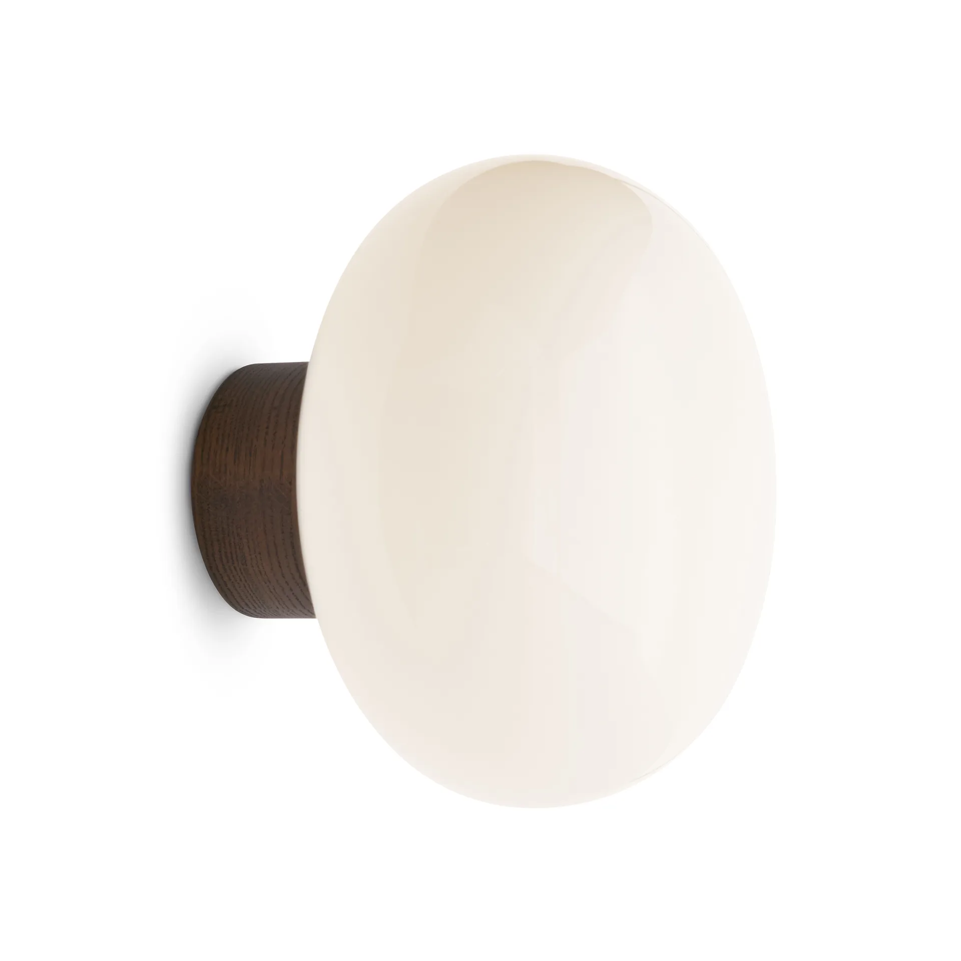 Karl-Johan wall lamp, Smoked oak-white opal glass New Works