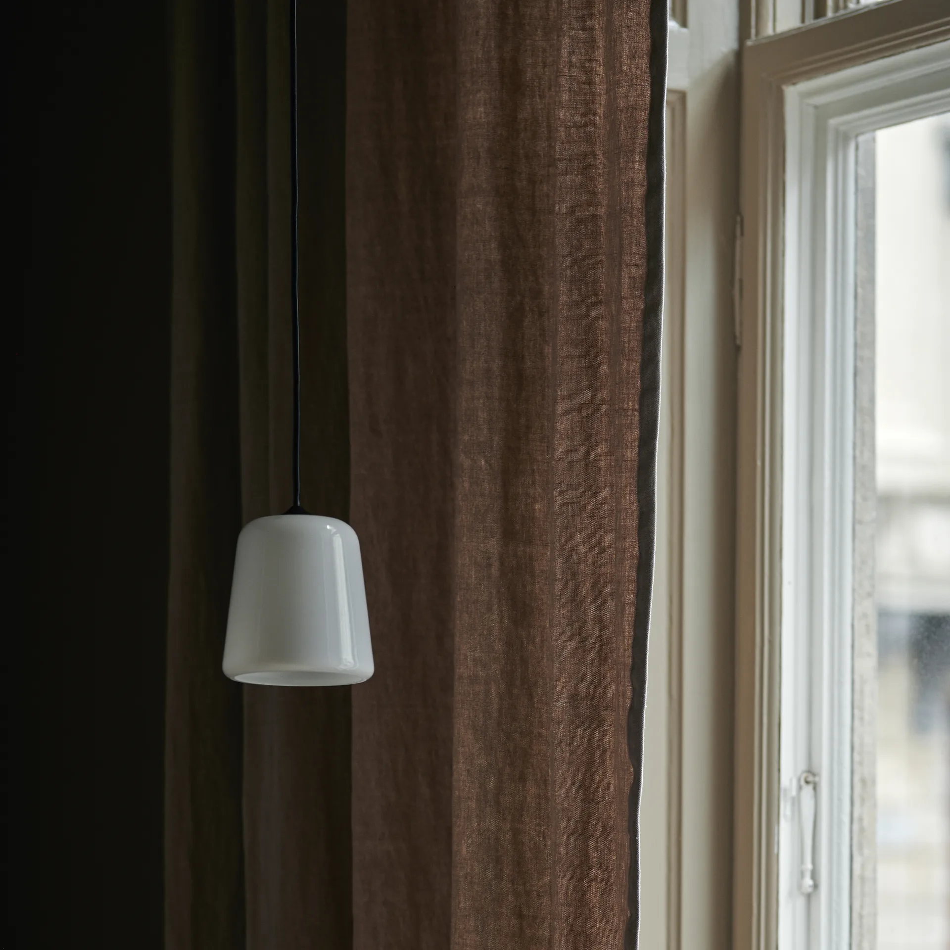 Material pendant lamp, White opal glass New Works
