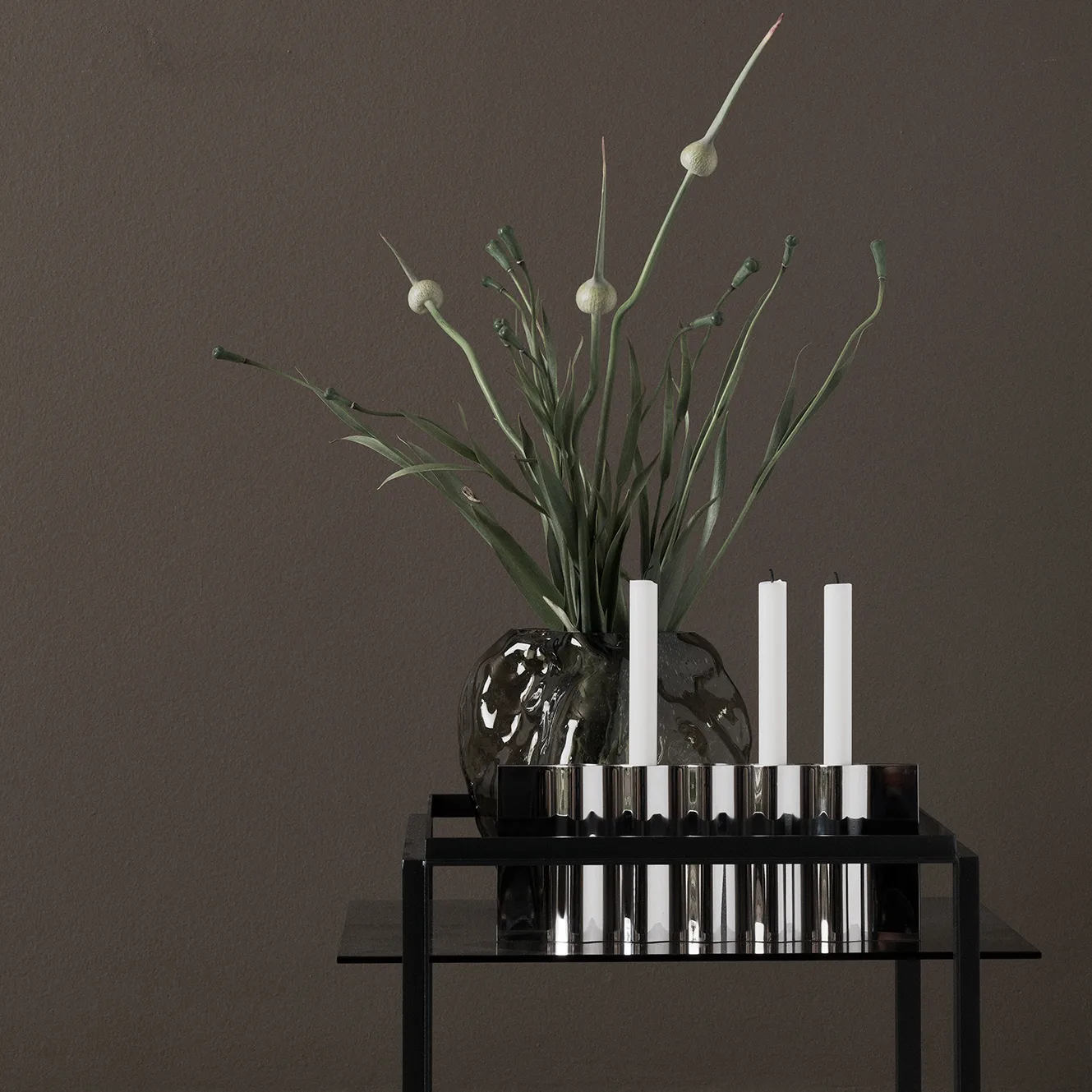 Ripply candle sticks, Stainless steel New Works