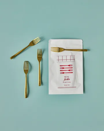 Nicolas Vahé cake fork 4-pack - Antique gold finish - Nicolas Vahé