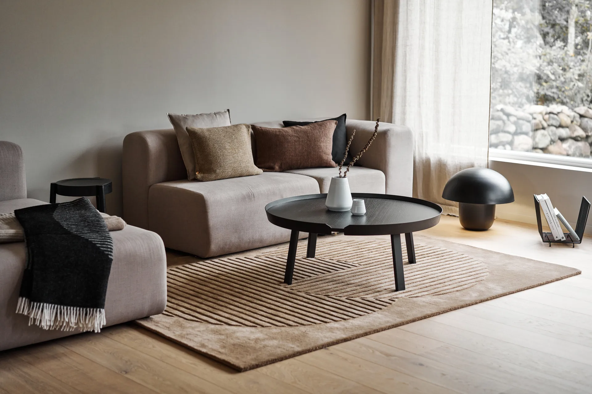 Levels Circles wool rug, Beige, 170x240 cm NJRD