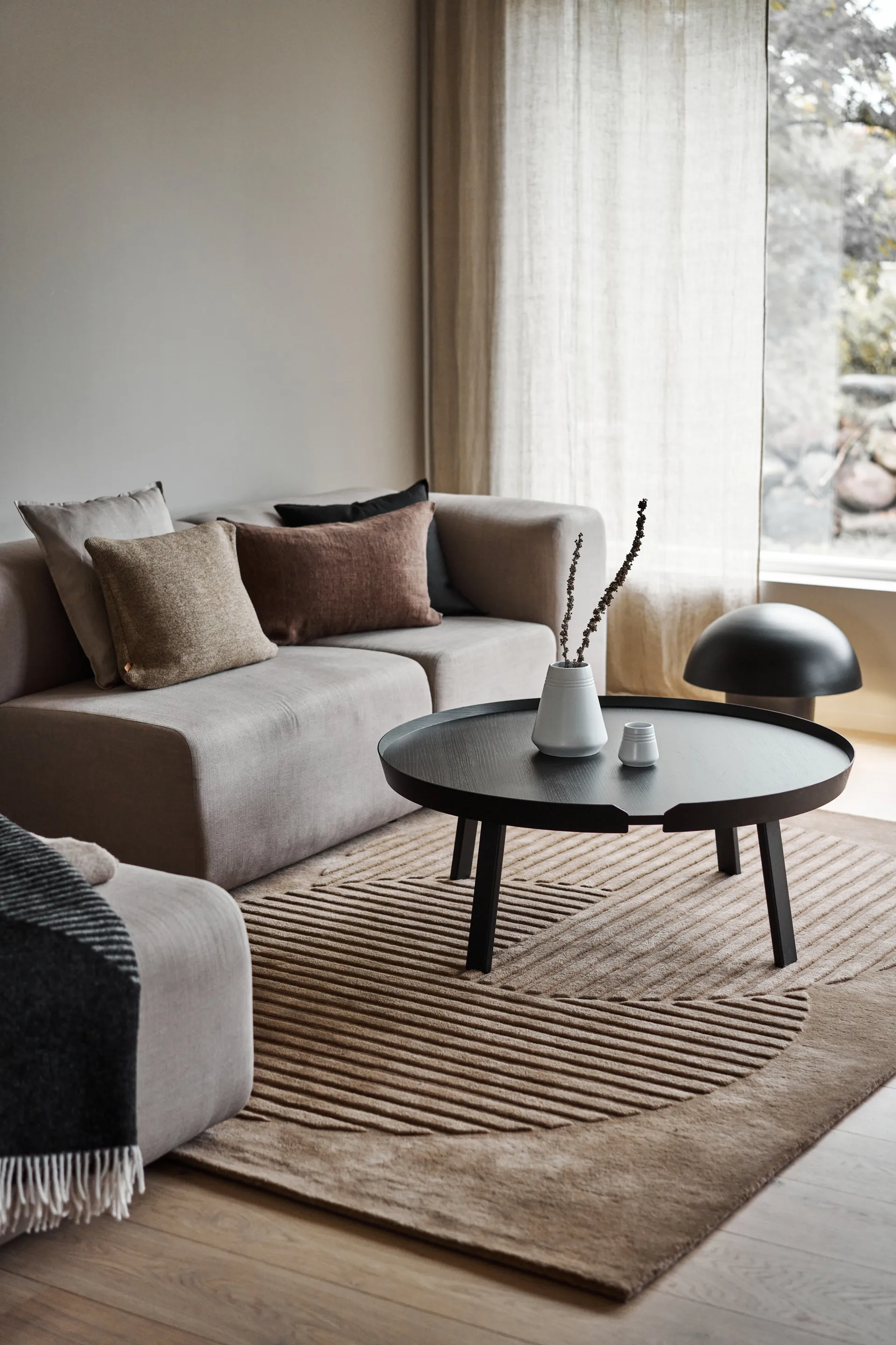 Levels Circles wool rug, Beige, 170x240 cm NJRD
