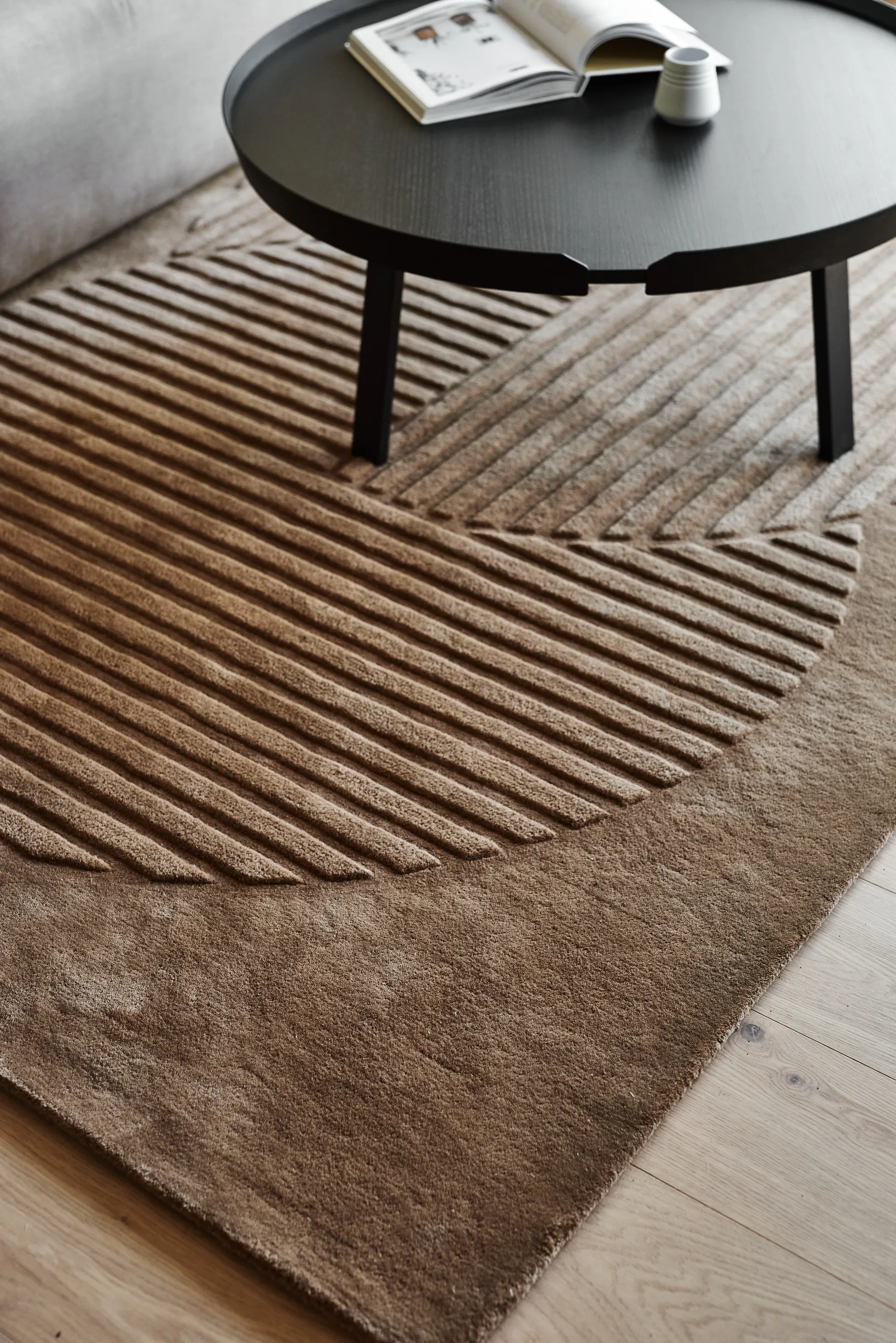 Levels Circles wool rug, Beige, 170x240 cm NJRD