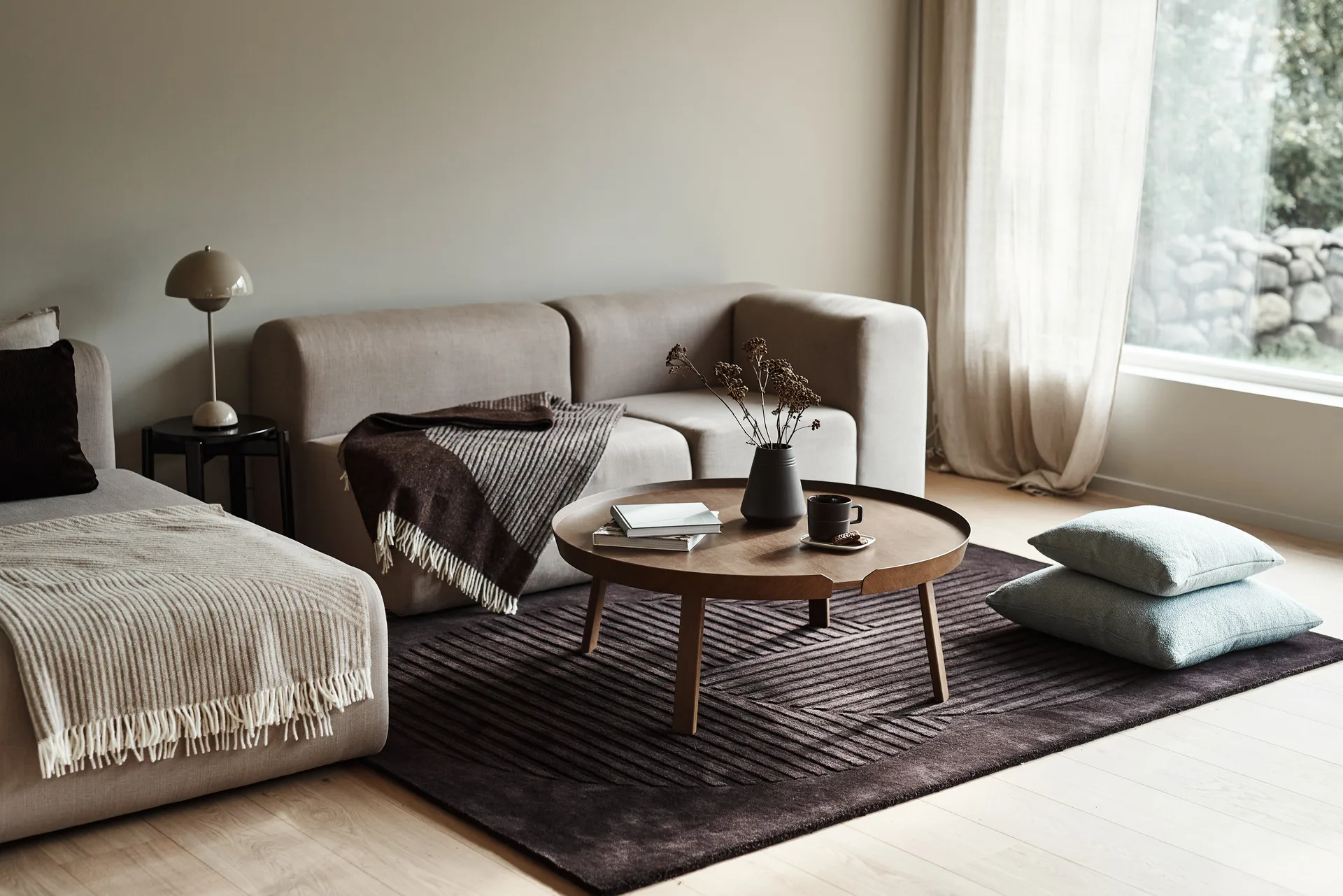 Levels Circles wool rug, Brown, 170x240 cm NJRD