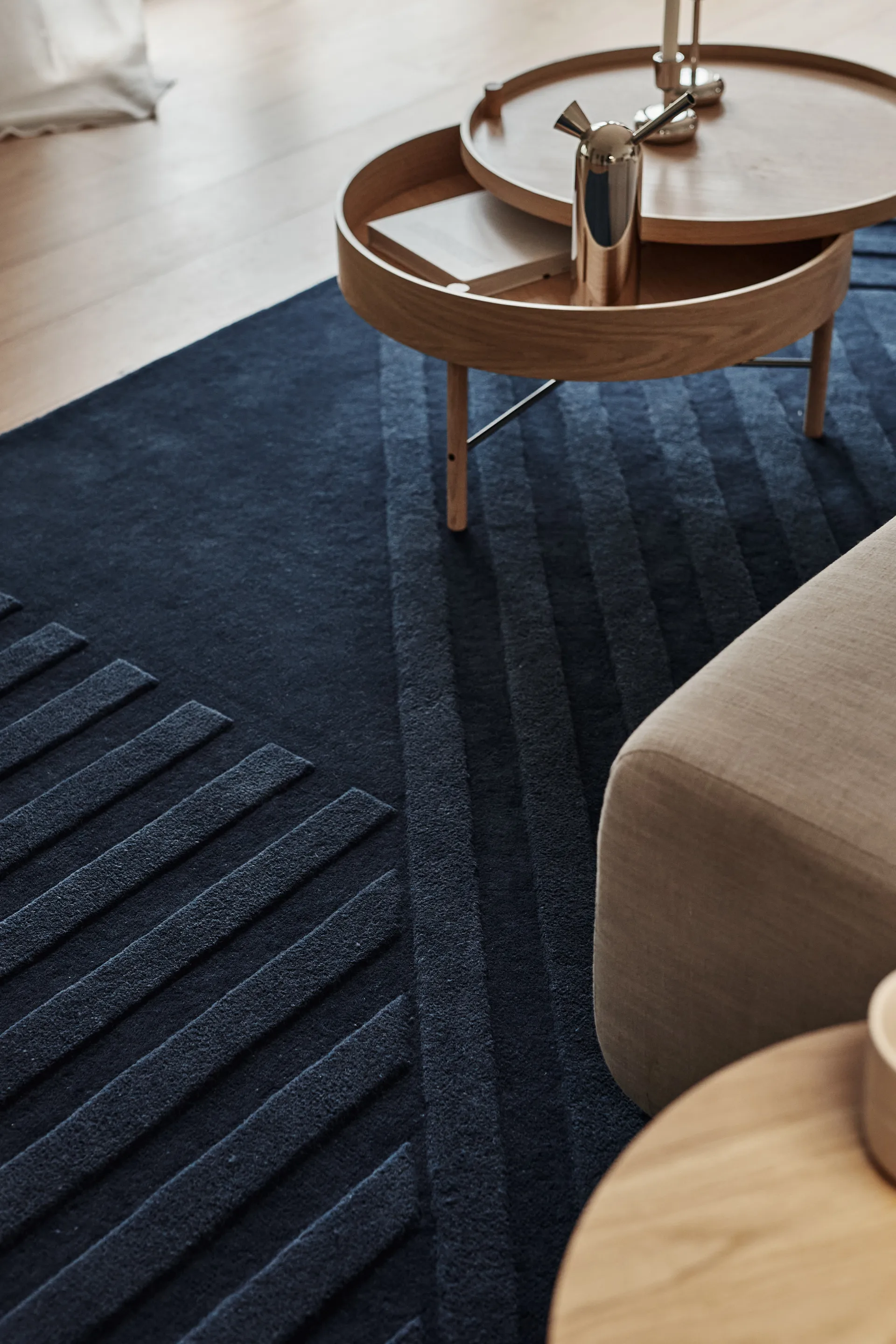 Levels Stripes wool rug, Blue, 200x300 cm NJRD