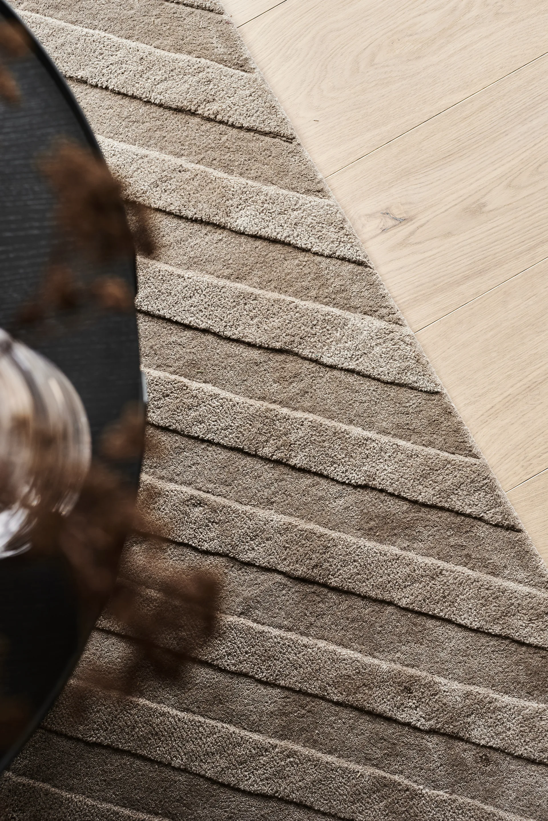 Levels Stripes wool rug, Taupe, 170x240 cm NJRD