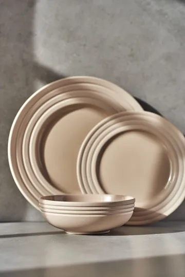 Lines plate Ø27 cm 6-pack - beige - NJRD