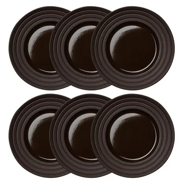 Lines plate Ø27 cm 6-pack - brown - NJRD