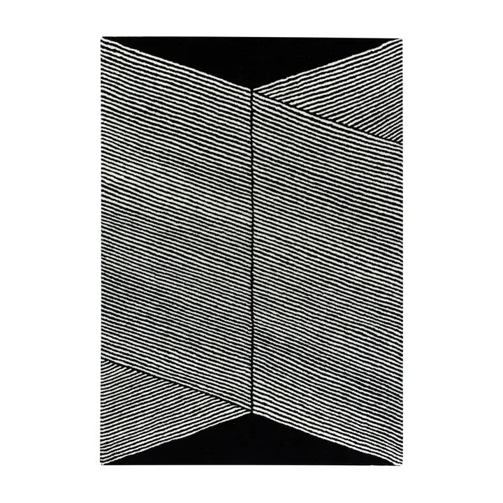 Rectangles wool rug black - 170x240 cm - NJRD