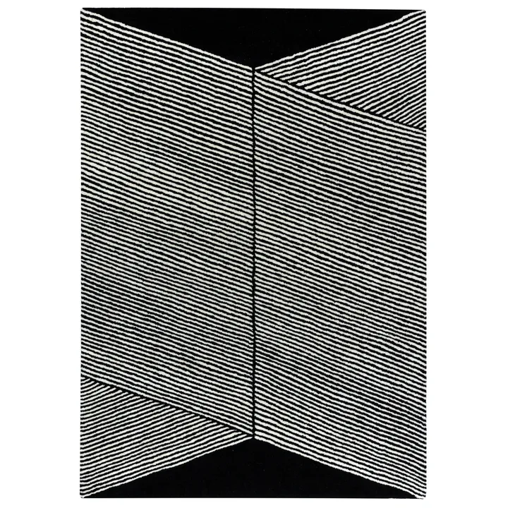 Rectangles wool rug black - 200x300 cm - NJRD
