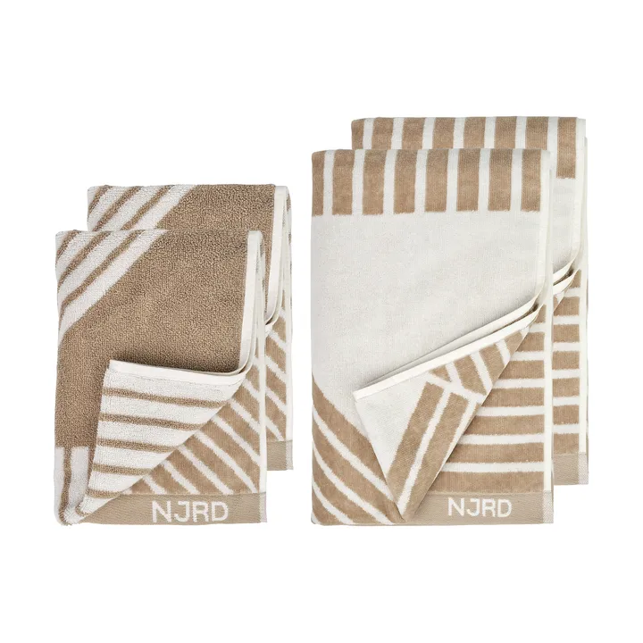 Stripes towel set 4 pieces - Beige - NJRD