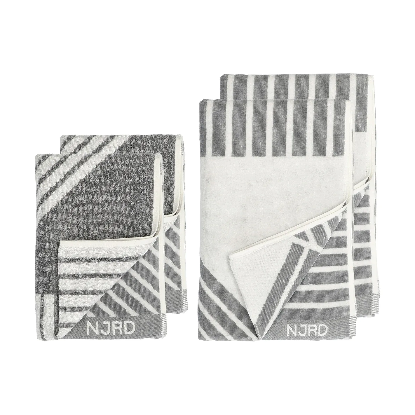 Stripes towel set 4 pieces - Grey,  NJRD