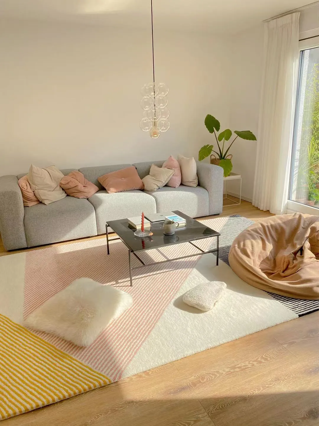 Stripes wool rug pink, 200x300 cm NJRD