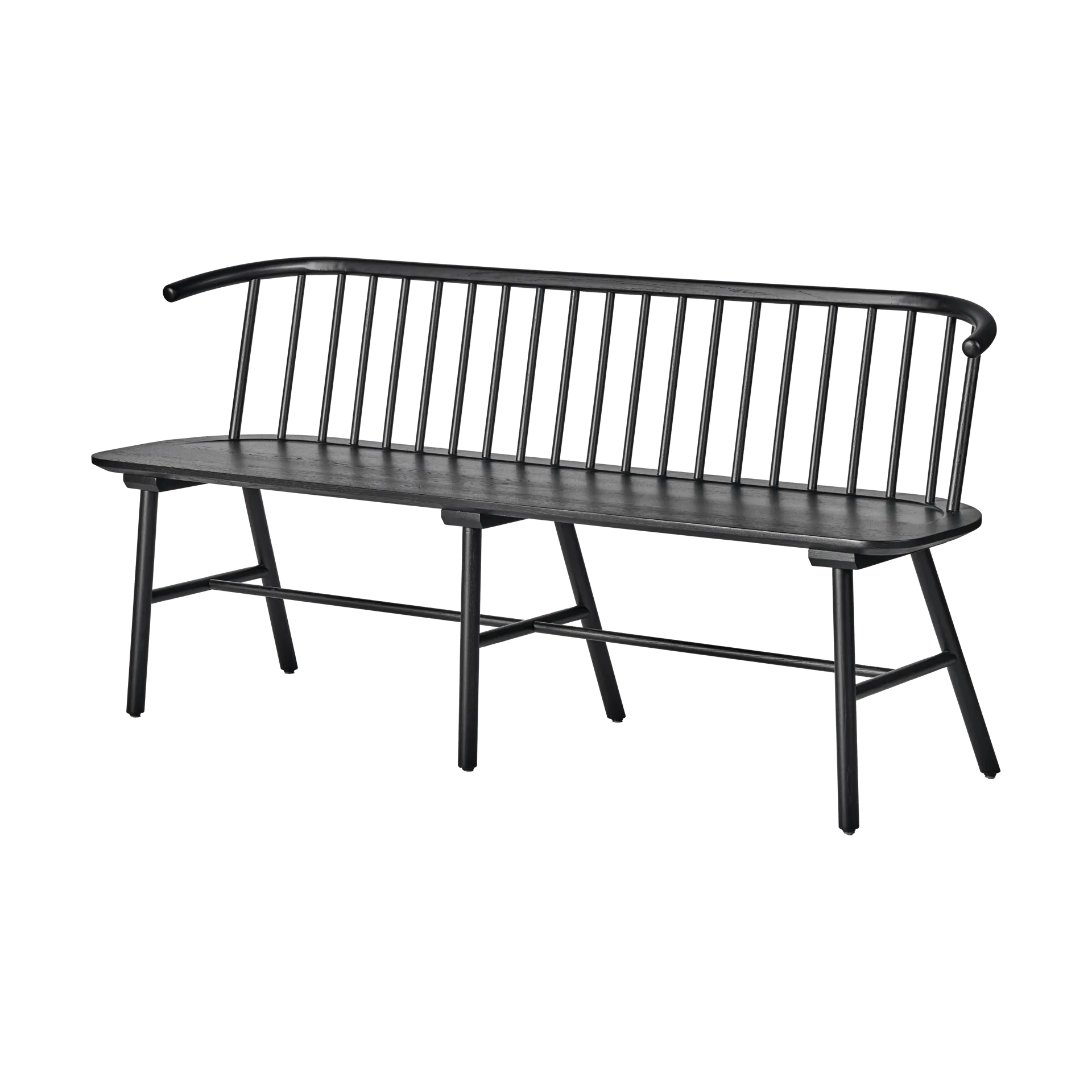 VIOR bench with backrest, Black lacquered oak NJRD
