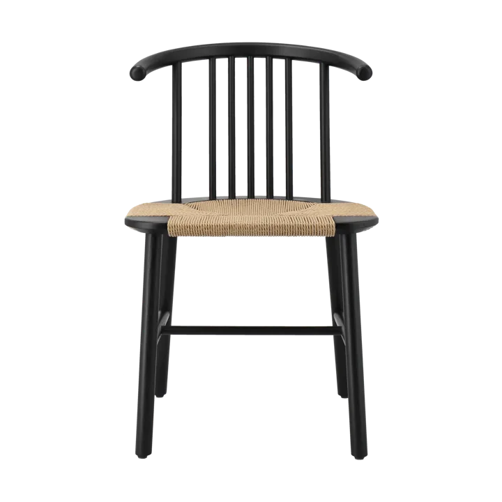 VIOR dining chair wicker seat - Black lacquered oak-nature - NJRD