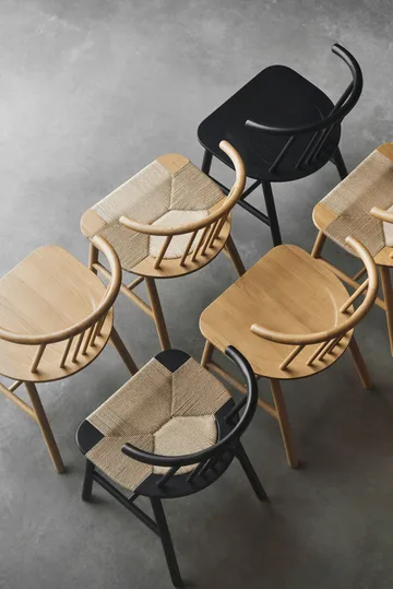 VIOR dining chair with woven seat, Lacquered oak-natural, 2-pack - NJRD