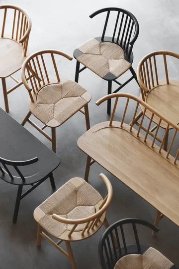 VIOR dining chair with woven seat, Lacquered oak-natural, 4-pack - NJRD