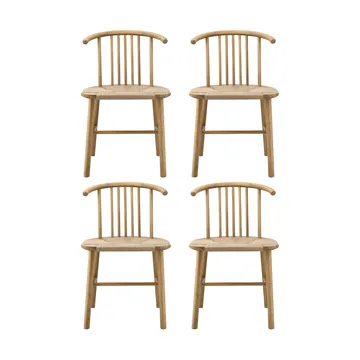 VIOR dining chair with woven seat, Lacquered oak-natural, 4-pack - NJRD