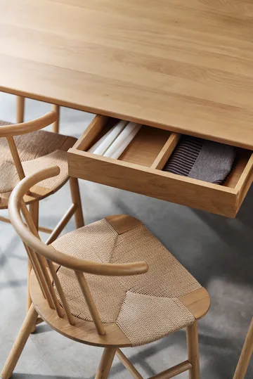 VIOR dining table 200 cm + chair 6‑pack – Lacquered oak‑natural - NJRD