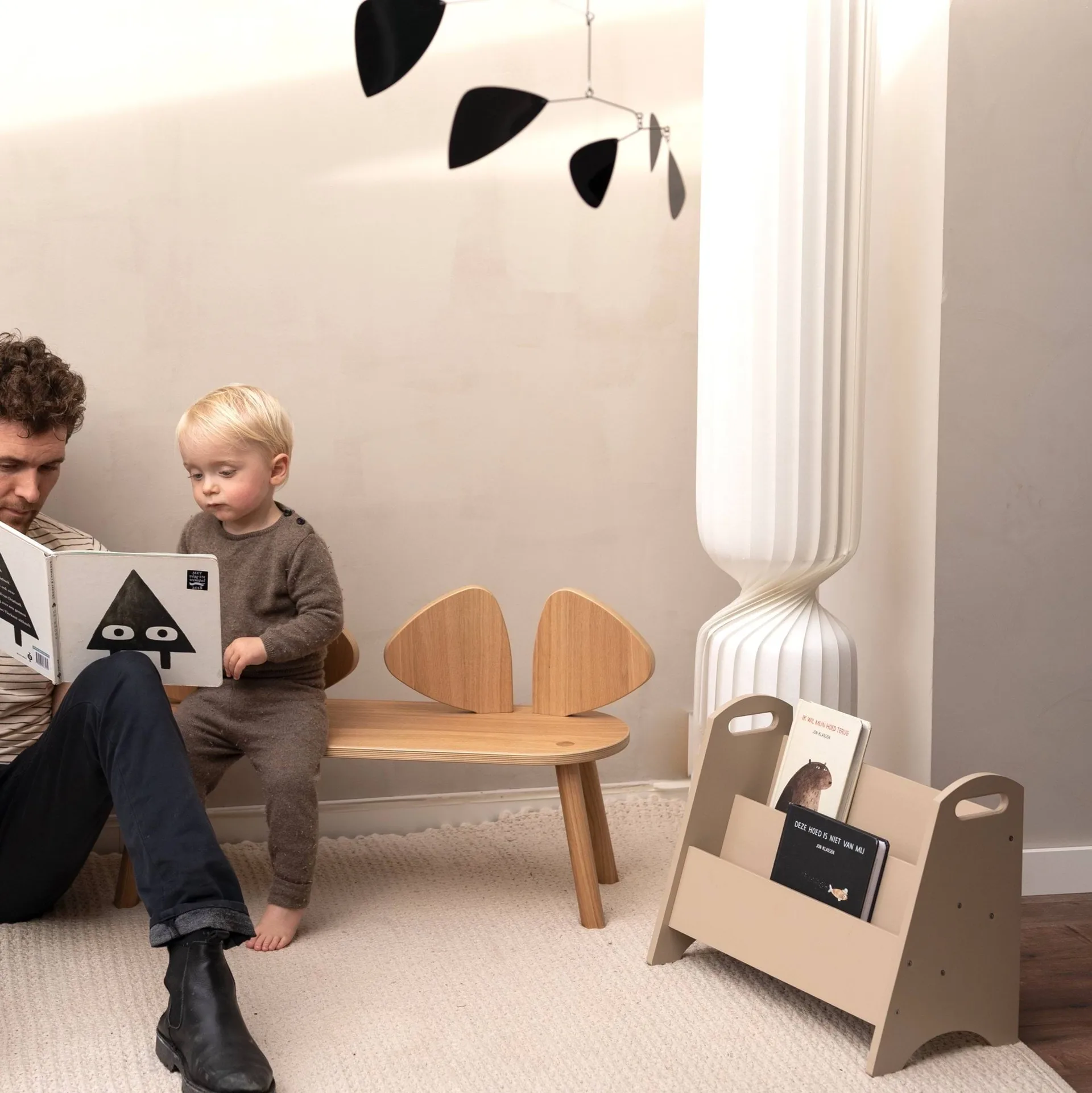 Book holder bookshelf for children, Beige Nofred