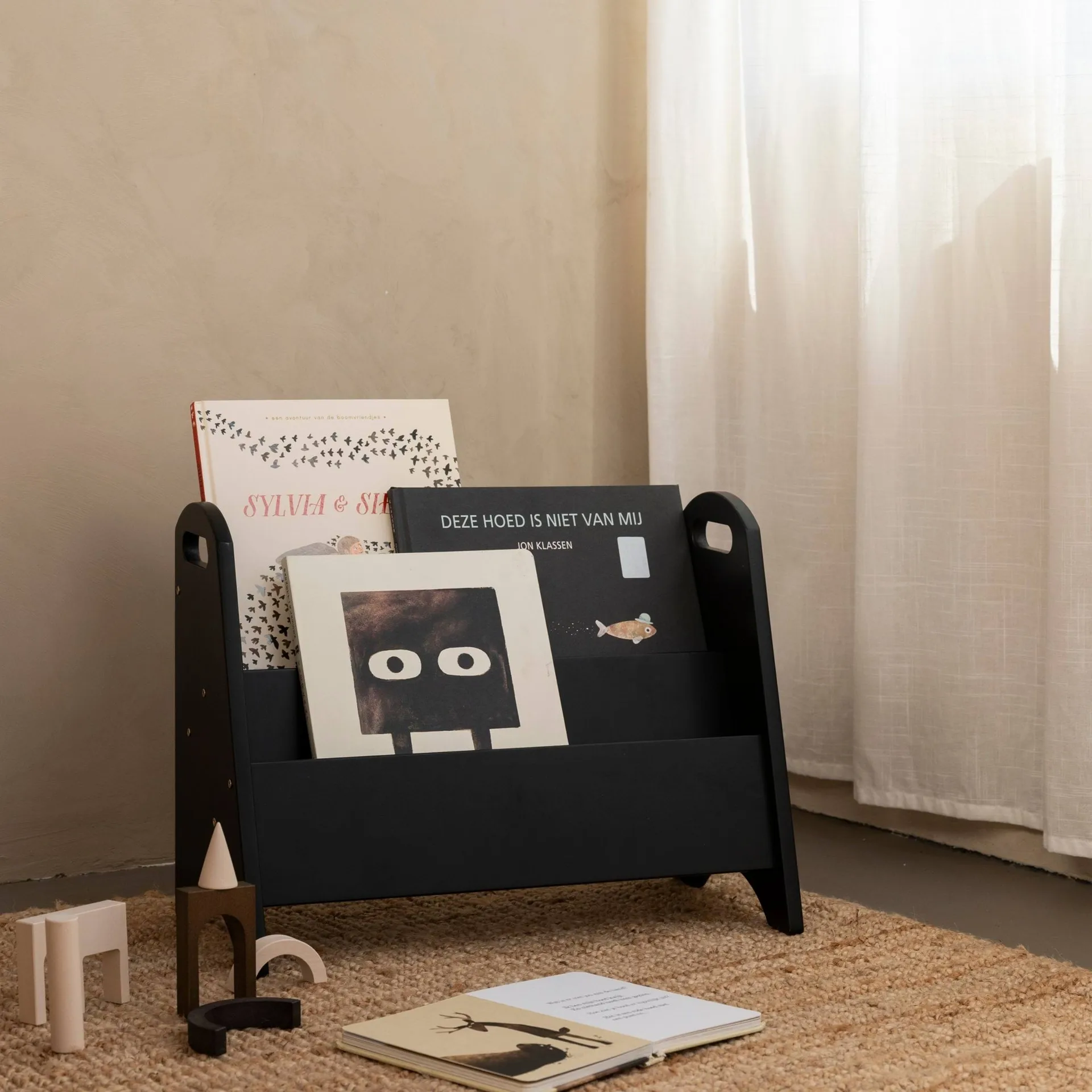 Book holder bookshelf for children, Black Nofred