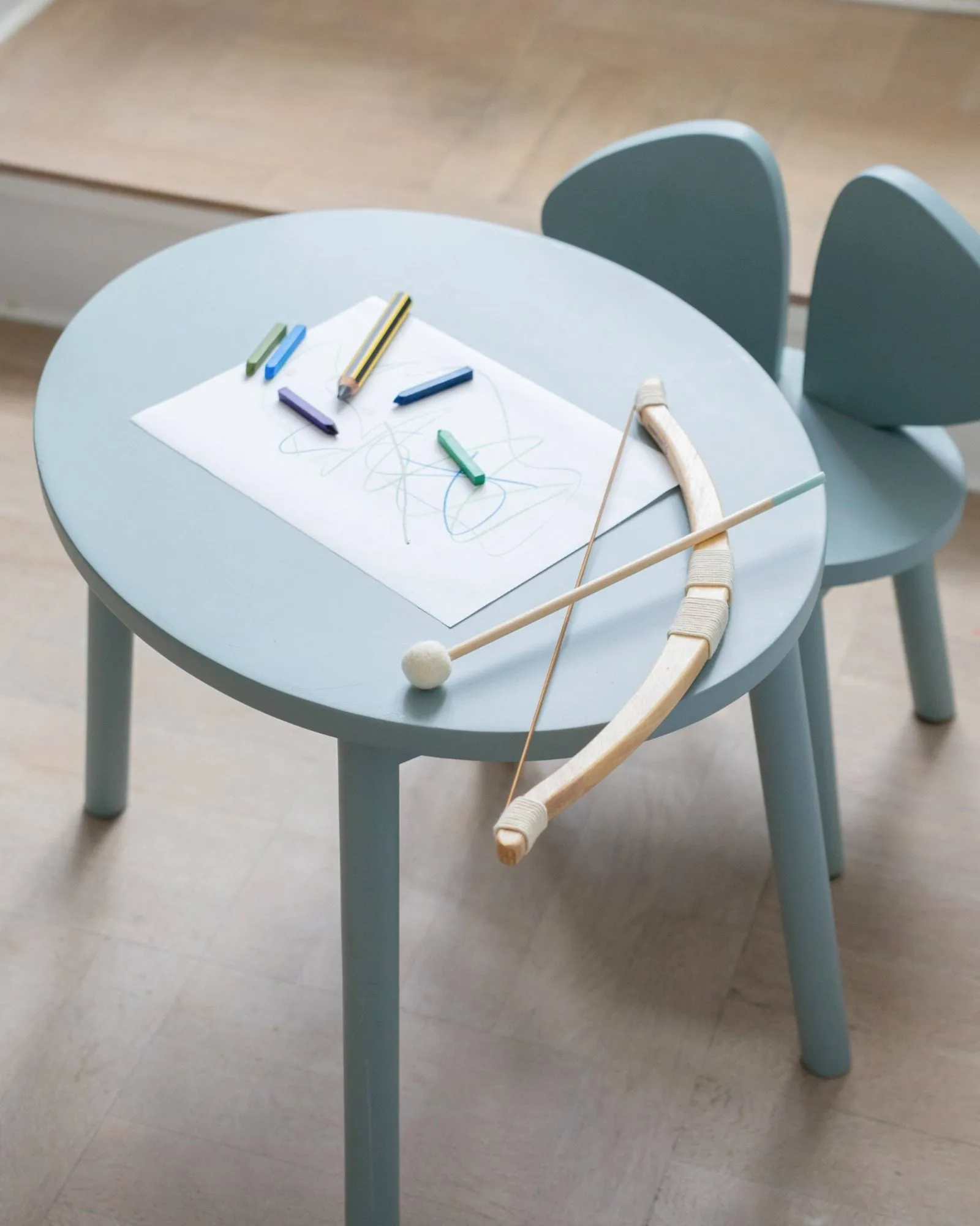 Mouse set children's chair + table, Olive green Nofred