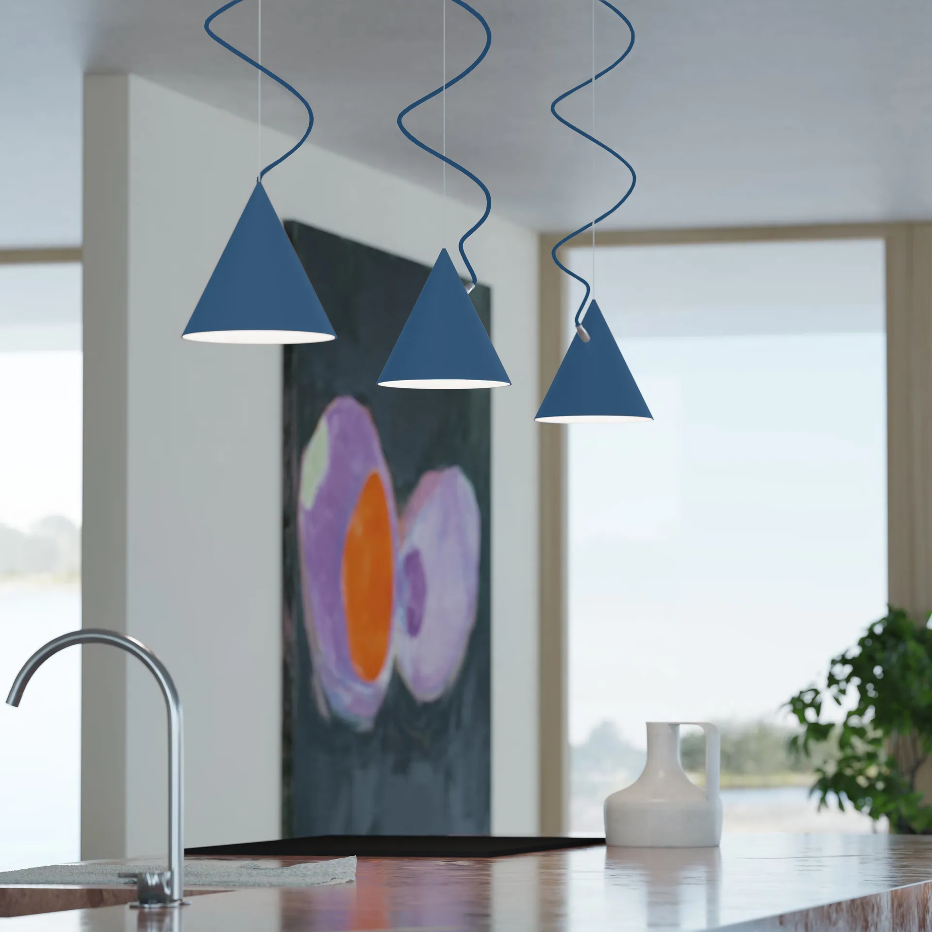 Castor pendant 20 cm, Blue-blue-silver Noon