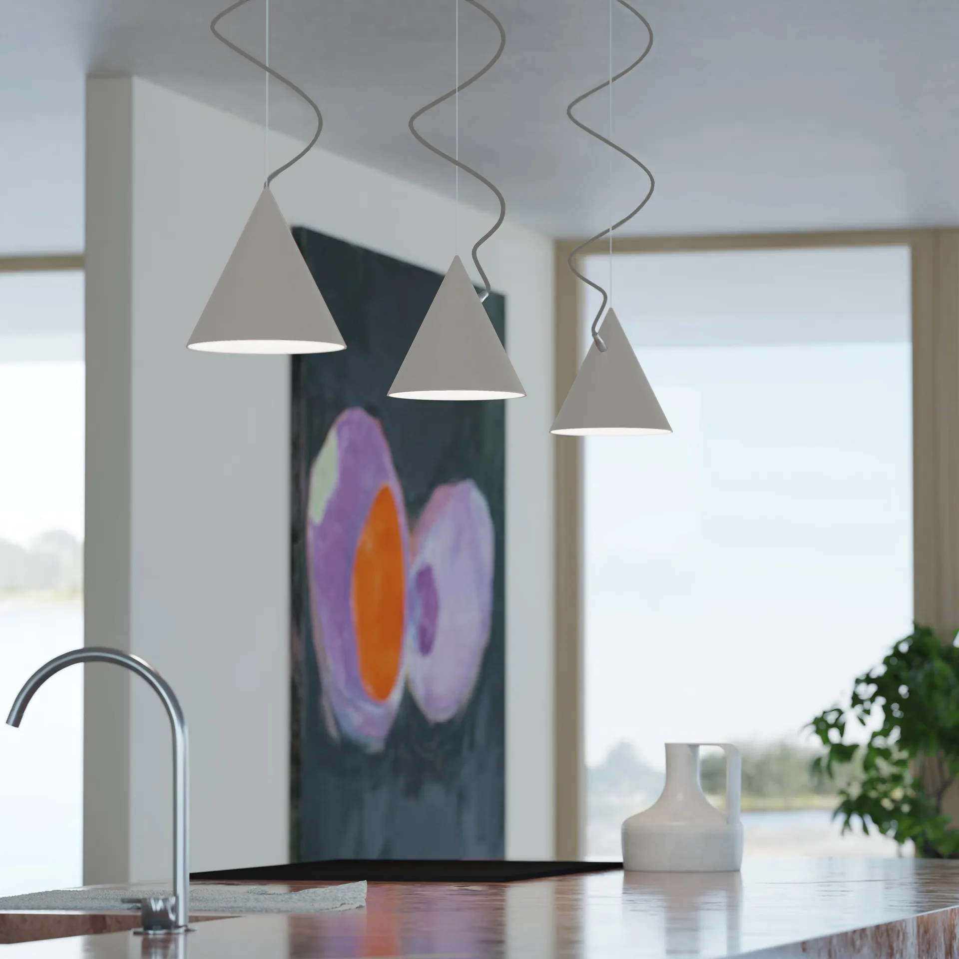 Castor pendant 20 cm, Gray-light gray-silver Noon