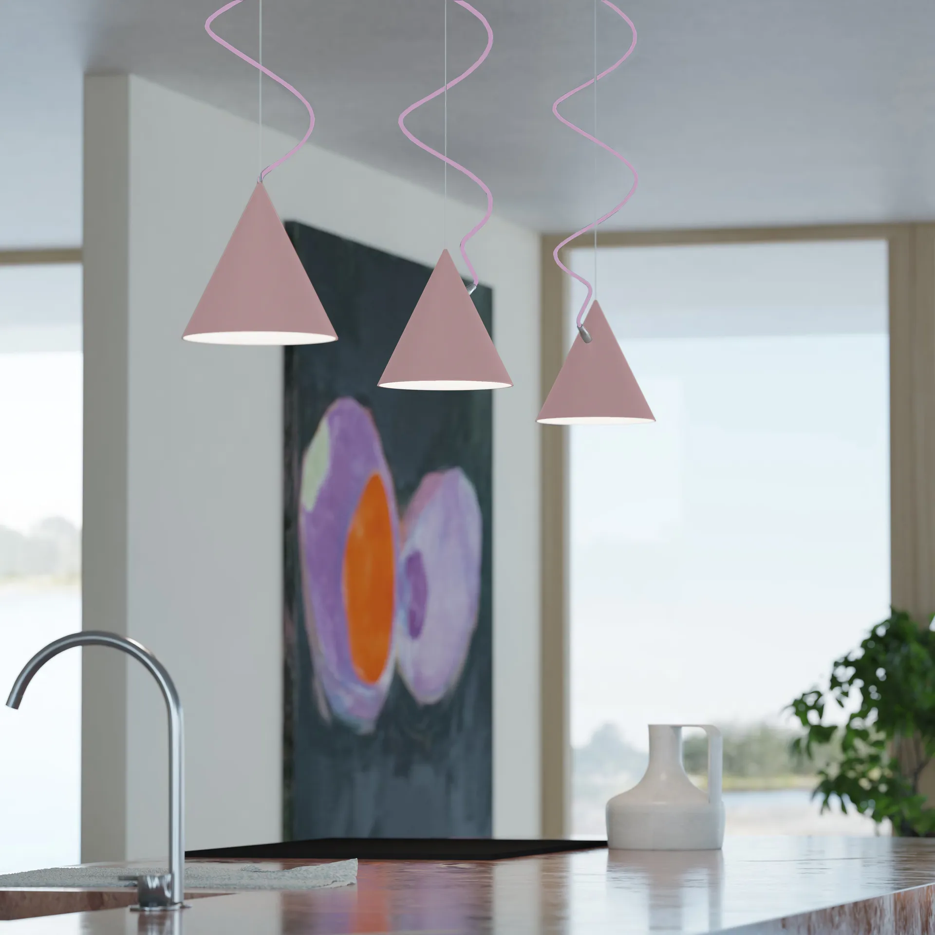 Castor pendant 20 cm, Pink-pink-silver Noon
