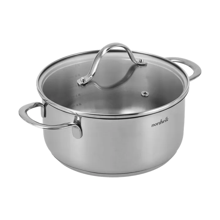 Nordwik casserole with glass lid 2.5 liter - Stainless steel - Nordwik