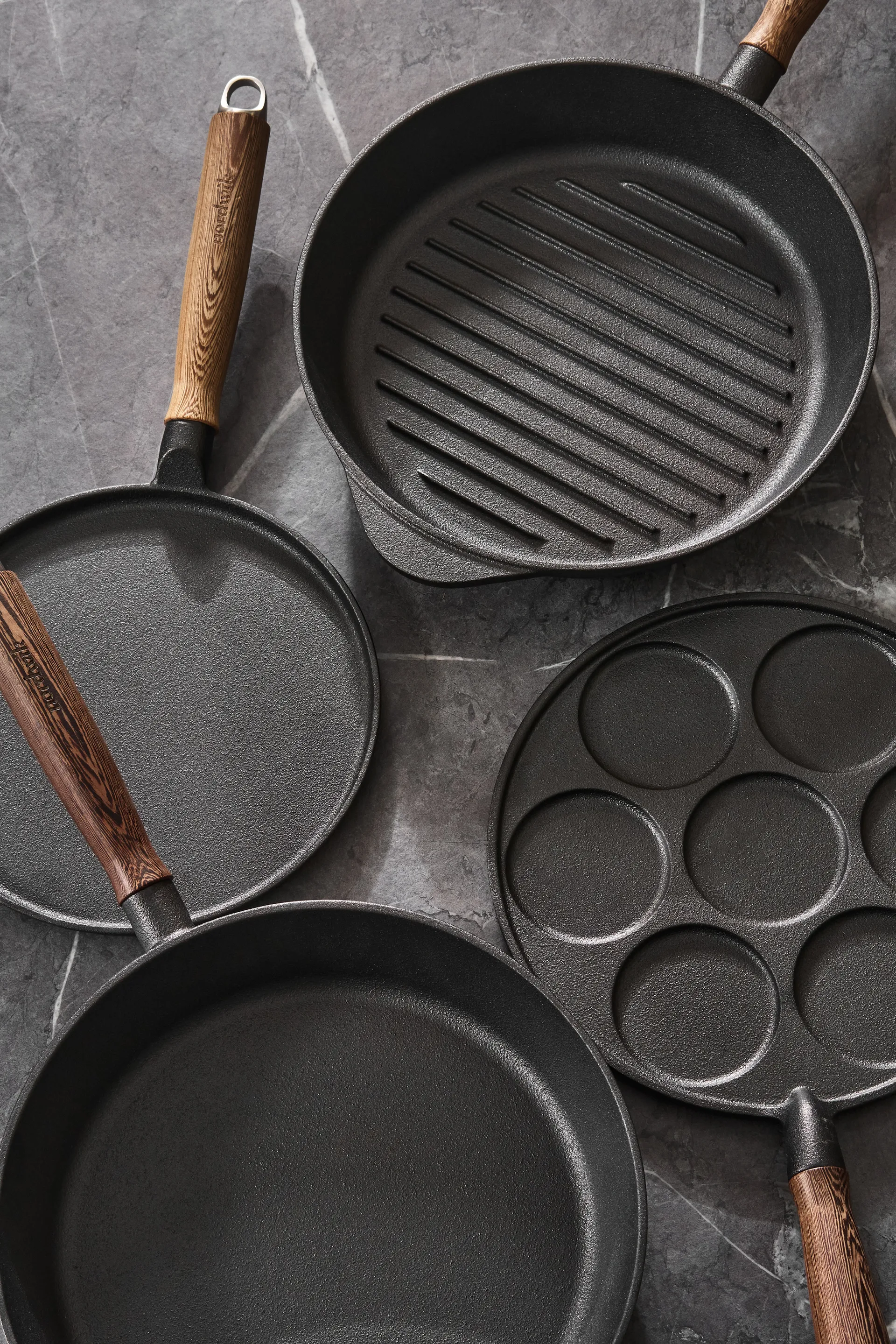 Nordwik cast iron griddle pan with wooden handle, 25.5 cm Nordwik
